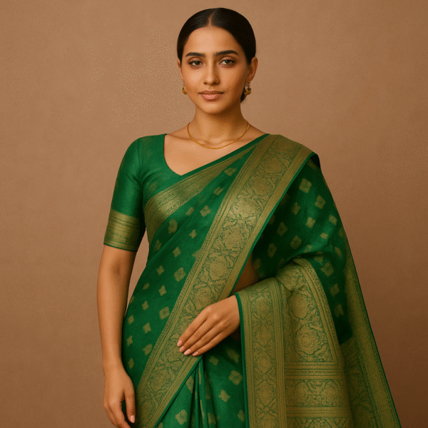 Kanchipuram Silk Saree – Garden Green Grace